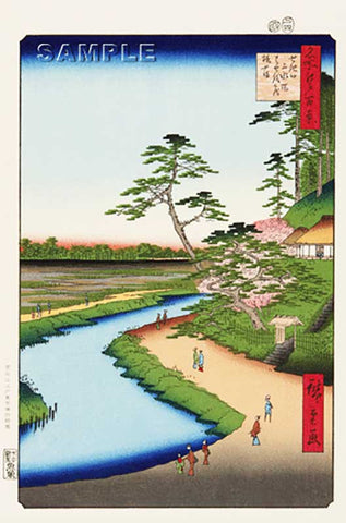 Utagawa Hiroshige - No.040 Bashō's Hermitage on Camellia Hill beside the Aqueduct at Sekiguchi - Free Shipping