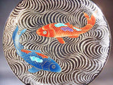 Fujii Kinsai Arita Japan - Somenishiki Platinum Carp Ornamental plate 46.00 cm  - Free Shipping