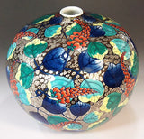 Fujii Kinsai Arita Japan - Somenishiki Platinum Kudzu Vase 21.00 cm - Free Shipping