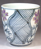 Fujii Kinsai Arita Japan - Somenishiki Kinsai Cosmos Japanese Tea Cup  (Yunomi) - Free shipping