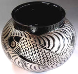 Fujii Kinsai Arita Japan - Tenmokuyu Platinum Ryusui Monyou Carp vase18.80 cm - Free Shipping