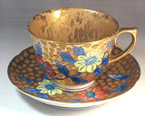 Fujii Kinsai Arita Japan - Somenishiki Golden Tessen Cup & Saucer #3 - Free Shipping