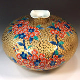 Fujii Kinsai Arita Japan - Somenishiki Golden Sakura Vase 17.50 cm - Free Shipping