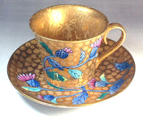 Fujii Kinsai Arita Japan - Somenishiki Golden  Azami  Cup & Saucer - Free Shipping