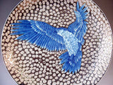 Fujii Kinsai Arita Japan - Somenishiki Platinum Falcon Ornamental plate 35.80 cm - Free Shipping