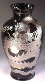 Fujii Kinsai Arita Japan - Tenmokuyu Gold & Platinum Rise Dragon vase 30.60 cm  - Free Shipping