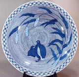 Fujii Kinsai Arita Japan - Sometsuke Uzura (Quail) Ornamental plate 60.50 cm  - Free Shipping