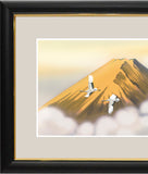 Sankoh Framed Mt. Fuji - G4-BF013L - Ogon Fuji (Golden Mt. Fuji & pair of cranes)