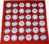 Maruwa - Imari Komon Ezara Vermilion 伊万里 綿 風呂敷 約100cm 【小紋絵皿】朱　- Furoshiki 100 x 100 cm