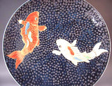 Fujii Kinsai Arita Japan - Tetsuyu Golden Koi (Carp) Ornamental plate 46.00 cm  - Free Shipping