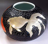 Fujii Kinsai Arita Japan - Tetsuyu Kinsai Goldfish Vase 21.80 cm - Free Shipping