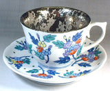 Fujii Kinsai Arita Japan - Somenishiki Platinum Wild Strawberries Cup & Saucer - Free Shipping