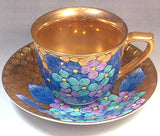 Fujii Kinsai Arita Japan - Somenishiki Golden Hydrangea Cup & Saucer #2 - Free Shipping