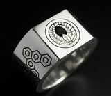 Saito - Kamon (Family Crest Emblem) Silver ring (Silver 925) with Edo Komon pattern