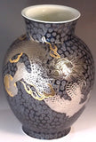 Fujii Kinsai Arita Japan - Tetsuyu Platinum & Gold Rise Dragon Vase 23.80 cm - Free Shipping