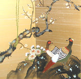 Tominaga Jyuho - Japanese Traditional Hand Paint Byobu (Gold Silk Folding Screen) - X129 - Free Shipping