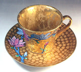 Fujii Kinsai  Arita Japan - Somenishiki Golden Mokuren Cup & Saucer - Free Shipping