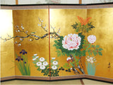 Japanese Traditional Hand Paint Byobu (Gold Leaf Folding Screen) - T 19 - Free Shipping