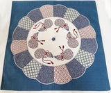 Maruwa - Imari Gourd plate Navy  伊万里 綿風呂敷 約100cm 【ひょうたん絵皿】紺　- Furoshiki  100 x 100 cm  (Japanese Wrapping Cloth)