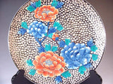 Fujii Kinsai Arita Japan - Somenishiki Platinum Peony Ornamental plate 30.80 cm - Free Shipping