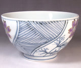 Fujii Kinsai Arita Japan - Somenishiki Kinsai Cosmos Rice Bowl - Fee shipping