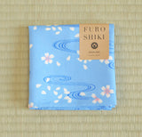 Seiran - Sakura Ryusui (Sakura flowing water) 青嵐 綿 小 風呂敷 約48cm【櫻流水】 (JAPANESE WRAPPING CLOTH) 48 X 48 CM