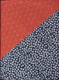 Copy of Komon - Double-Sided Dyeing - Kozakura x Asanoha (Blue x Red) 青×赤 105 x 105 cm  - Furoshiki (Japanese Wrapping Cloth)
