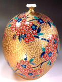 Fujii Kinsai Arita Japan - Somenishiki Golden Sakura Vase 29.50 cm - Free Shipping