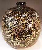 Fujii Kinsai Arita Japan - Tenmokuyu Kinsai Tiger Vase 24.50 cm - Free Shipping