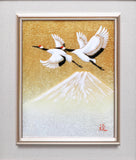Saikosha - #013 13 Soukaku (Pair of crane) & Mt. Fuji (Framed Cloisonné ware) - Free Shipping