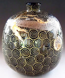 Fujii Kinsai Arita Japan - Tenmokuyu Platinum & Gold Rise Dragon Vase 24.50 cm - Free Shipping