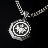 Saito - Family Crest Type - Octagon shape Pendant top Silver 925 Size XL