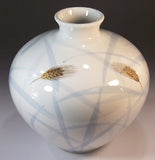 Fujii Kinsai Arita Japan - Somenishiki Kinsai Inaho (Ear of rice) Vase 21.00 cm - Free Shipping