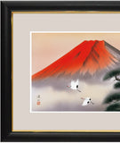 Sankoh Framed Mt. Fuji - G4-BF019L - Aka Fuji Hisho (Mt. Fuji & cranes)