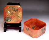 Fujii Kinsai Arita Japan - Yurisai Kinran  Porcelain box Crane and turtle (Superlative Collection) - Free Shipping