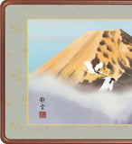 Sankoh Framed Mt. Fuji - 7B5-010 - Ogon Fuji (Golden Mt. Fuji & pair of cranes)