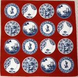 Maruwa -  Imari Small Plate Vermilion 伊万里 綿 小 風呂敷 約50cm 【小皿/朱】  - Furoshiki (Japanese Wrapping Cloth) 50 x 50 cm