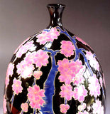 Fujii Kinsai Arita Japan - Tenmokuyu Kinsai Sakura vase 27.50 cm  - Free Shipping