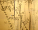 Ezaki Junzo - Japanese Traditional Hand Paint Byobu (Gold Silk Folding Screen) - X145 - Free Shipping