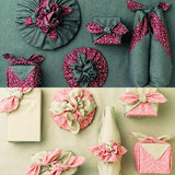 Reversible -Double-Sided Dyeing Furoshiki - 鮫モスグリーン/ボルドー - 90 x 90 cm
