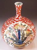 Fujii Kinsai Arita Japan - Reproduced Koimari Somenishiki Kinsai Karakusawari Hanakagozu Vase 23.00cm - Free Shipping