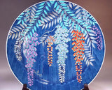Fujii Kinsai Arita Japan - Somenishiki  Kinsai Wisteria  Ornamental plate 39.50 cm - Free Shipping