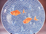 Fujii Kinsai Arita Japan - Somenishiki Kinsai Seigaiha Tai ornament plate 46.00 mm - Free Shipping