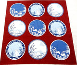 Maruwa - Rabbit picture-painted plate (Vermilion)　伊万里 綿風呂敷 約100cm 【うさぎ絵皿】朱 - Furoshiki (Japanese Wrapping Cloth) 100 x 100 cm