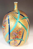 Fujii Kinsai Arita Japan - Somenishiki Golden Orchid Vase 28.60 cm - Free Shipping