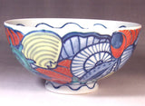 Fujii Kinsai Arita Japan - Somenishiki Kaizukuchi Rice Bowl - Free shipping