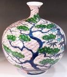 Fujii Kinsai Arita Japan - Somenishiki Kinsai Sho Chiku Bai Tsuru Vase 29.50 cm - Free Shipping