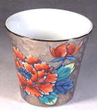 Fujii Kinsai Arita Japan - Somenishiki Platinum Peony Sake Cup (Guinomi) - Free shipping