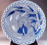 Fujii Kinsai Arita Japan - Sometsuke Uzura (Quail) Ornamental plate 45.00 cm  - Free Shipping