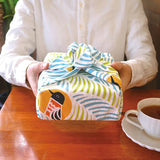 Kata Kata - Neko to Tori (Cats and birds) Green  ねこととり グリーン- Furoshiki   45 x 45 cm